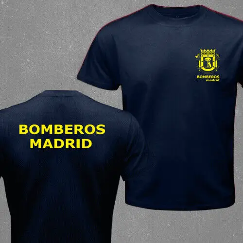 Spain Madrid Firefighter Fire Brigade Cuerpo Bomberos T-shirt Short Sleeve Casual 100% Cotton Shirts