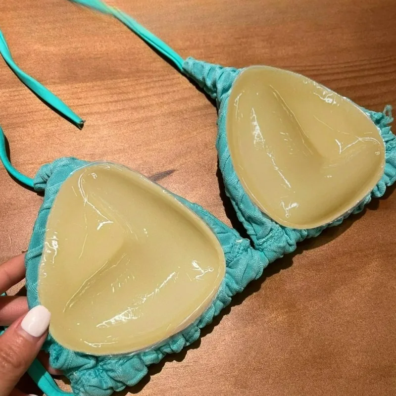 Double Sided Push Up Bra Inserts Women Summer Swimsuit Bikini Thicken Removeable Silicone Self-adhesive Cup Enhancer Chest Pad