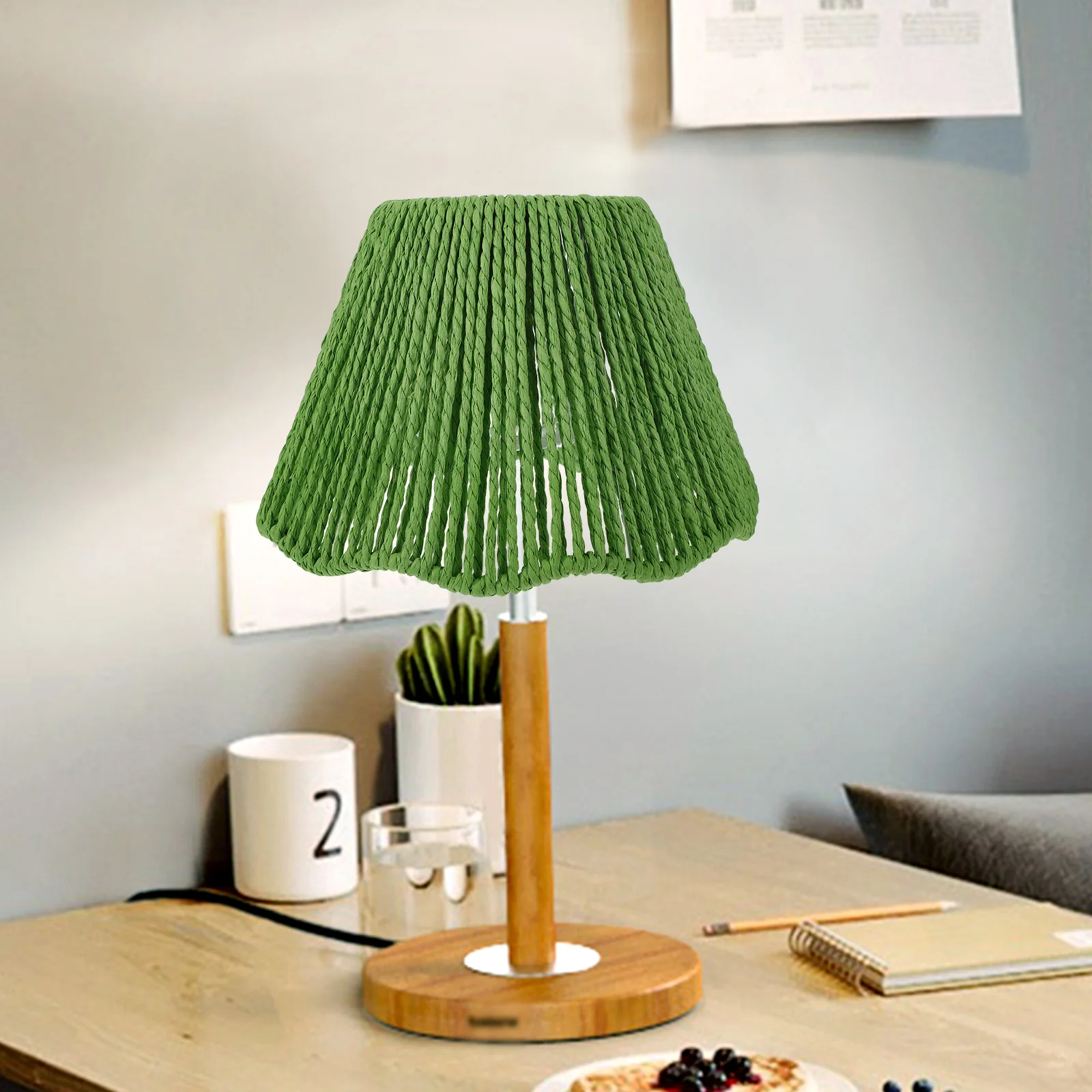 

Paper Rope Woven Lampshade 22cm Black E27 E14 Desk Office Light Cover Ceiling Pendant Rustic Shades Replacement