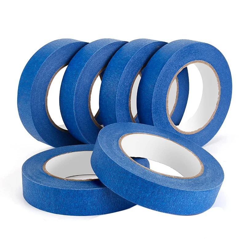 Painters Tape Blue Tape 6 Pack X 1 Inch X 55 Yards, Crepe Paper Masking Tape, Paint Tape For Wall Painting, Crafts