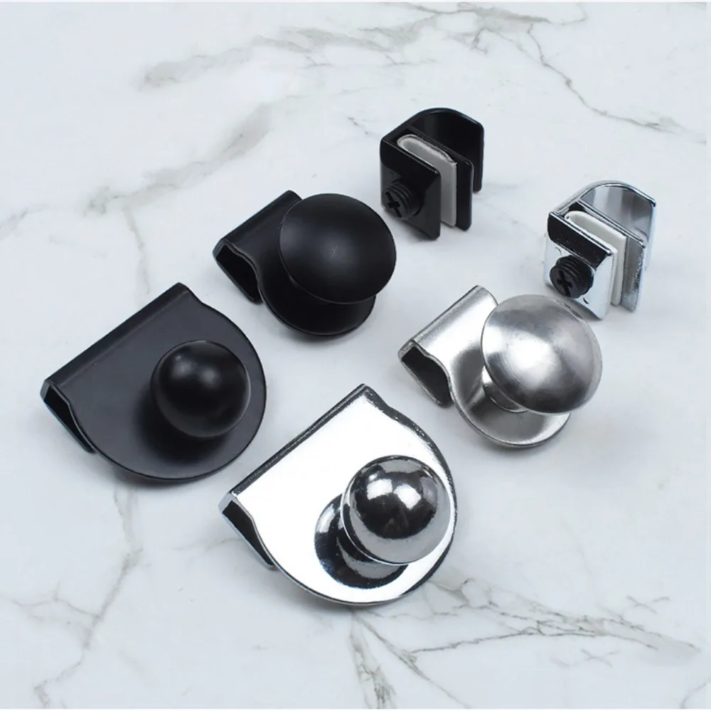 2PCS New Metal Glass Door Handle Knob Hardware Door Clips Replacement No Drilling Glass Clamp Showcase