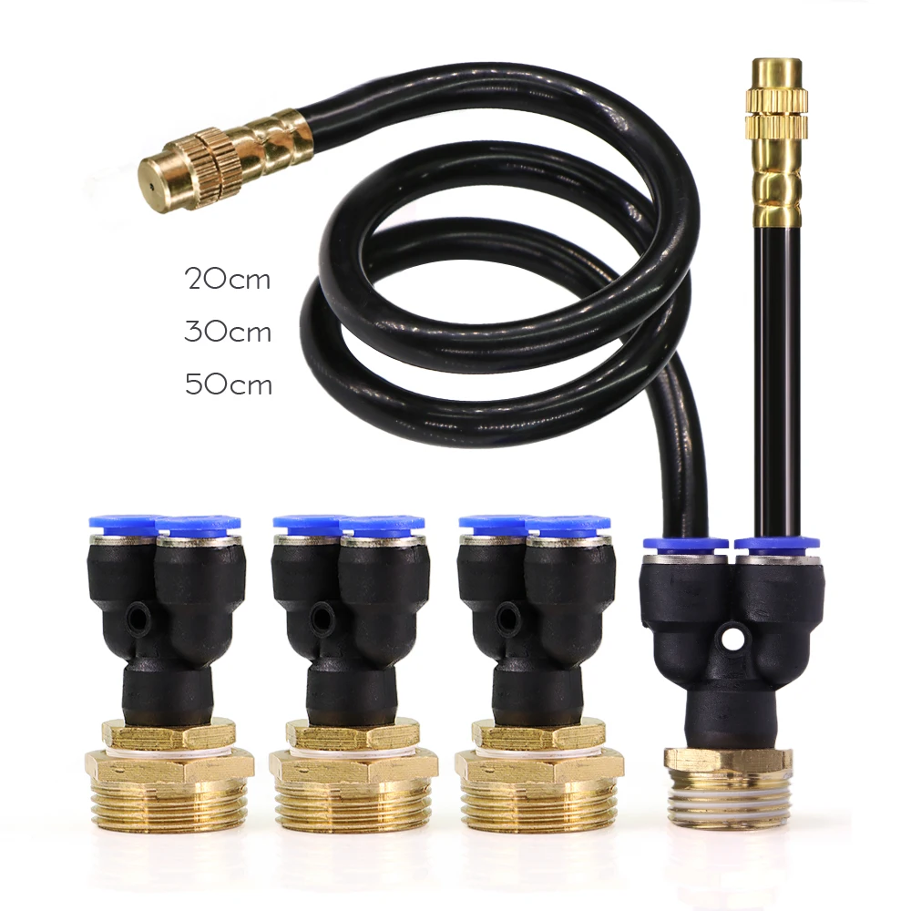 

360° Free-bend Misting Nozzle 20/30/50cm Adjustable Atomizer Slip Lock Sprayer w/ 1/2" 3/4" Brass Adapter Outdoor Cooling System