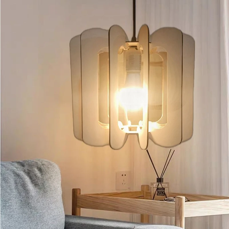 

ZK50 Creative DIY Assembled Basswood Chandelier Interior Decoration Lampshade Bedroom Dining Room Lamp E27 Diameter 30CM