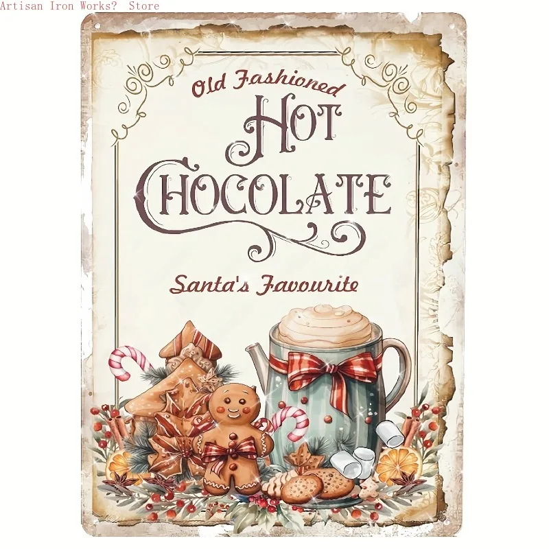 6 шт., железная рождественская ретро жестяная вывеска, настенное искусство, металлический декор ручной работы для дома, бара, офиса, винтажный индустриальный стиль