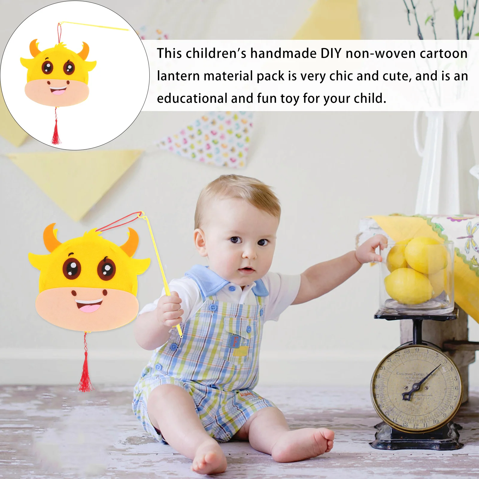 Cartoon DIY Handgemaakte Chinese Dierenriem Koe Lantaarn Materiaal Pakket Kinderlantaarns Educatieve Ambachtelijke Decoratie Kleuterschoolfeest