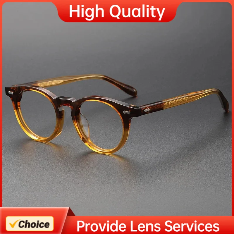 

505 TVR-style Japanese Handmade Acetate Eyeglasses Frame Retro Oval Design for Men Women Custom Prescription Photochromic Lenses