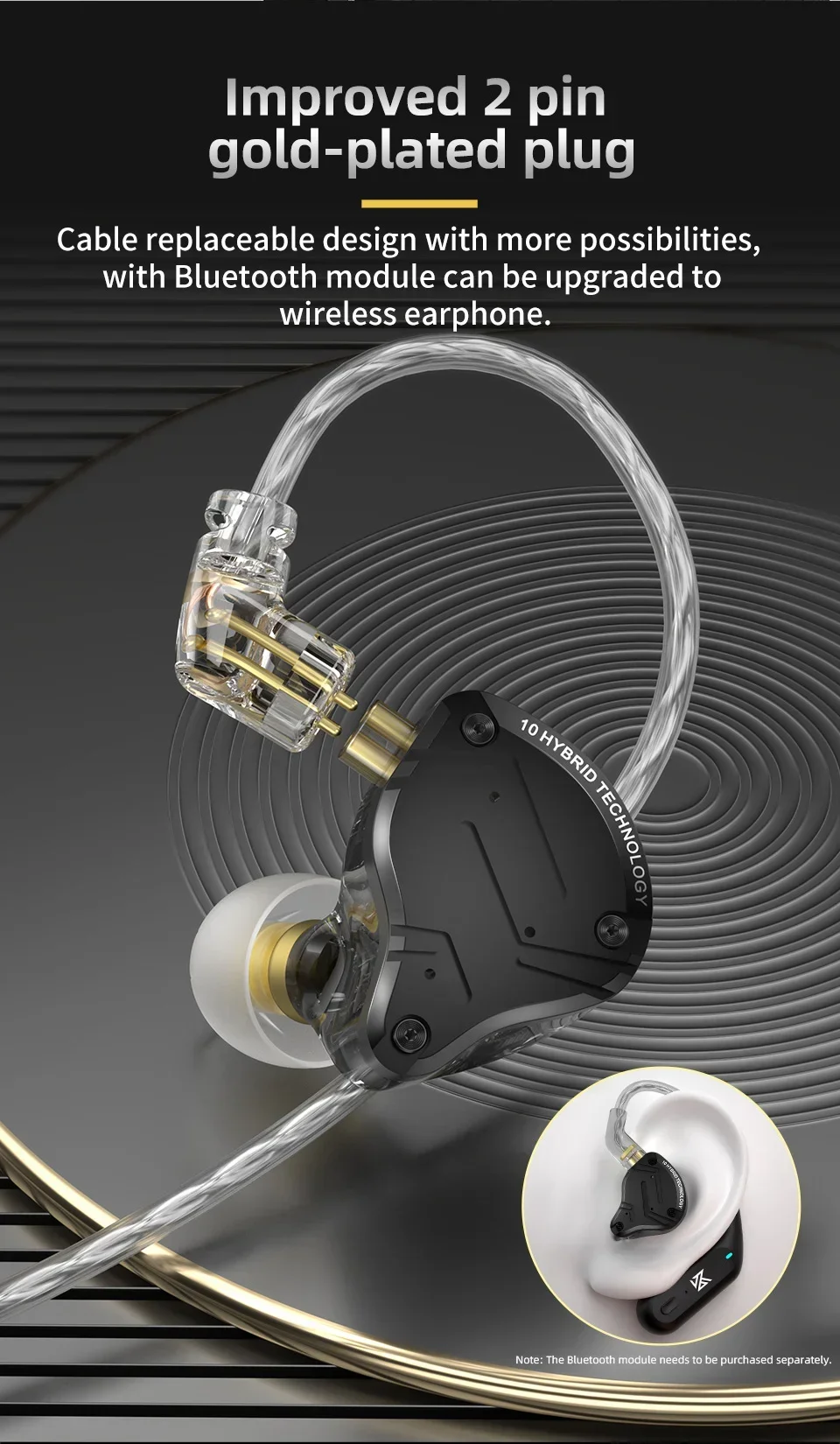 KZ ZS10 PRO X 4BA 1DD HIFI Metall-Hybrid-In-Ear-Kopfhörer Sport-Geräuschunterdrückungs-Headset Ohrhörer KZ ZSN PRO AS16PRO ZS10PRO X – Detail 9