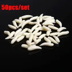 50Pcs 1.6cm Fishing Lure Maggot Grub Soft Baits Worms Ivory Bionics Excellent Toughness Soft Lures