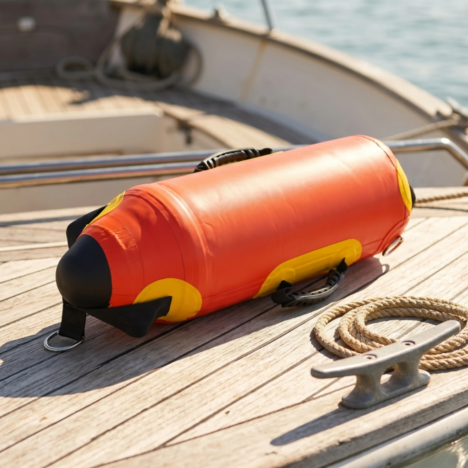 Inflatable Buoy with Handle Thickened Fishing Buoy with D-Rings Inflatable Buoy High-Visibility Water Floats Portable