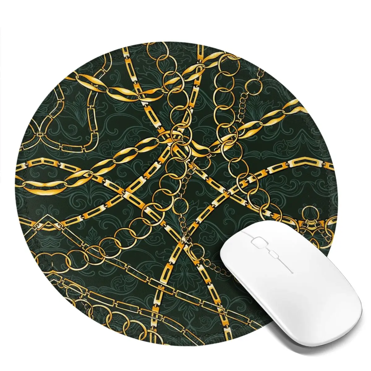 Jewelry Gold Chains Mouse Pad Gold Link Print Comfort Mousepad Gaming Accessories For Notebook Computer Vintage Mouse Mats