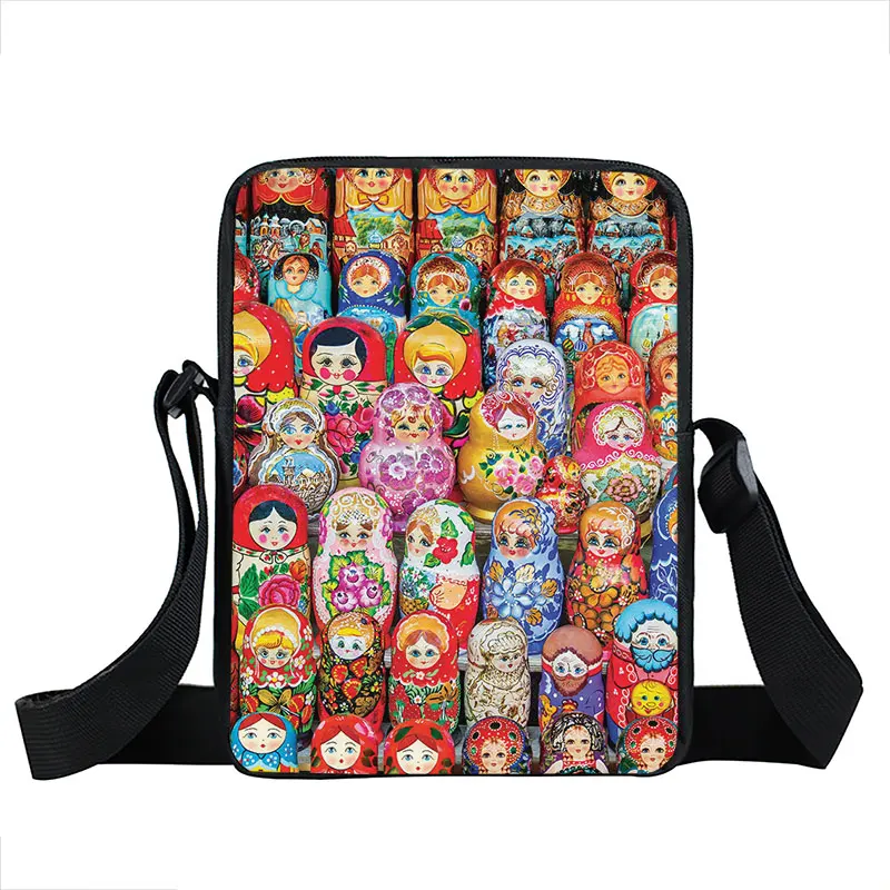 Matryoshka Dolls Print Crossbody Bags Russian Nesting Dolls Handbag Women Small Shoulder Bag for Travel Student Bookbags Gift