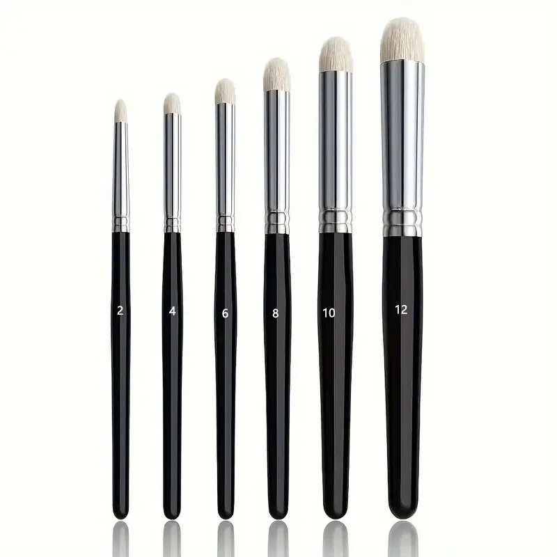 6-teiliges professionelles Trockenpinsel-Set mit Massivholzgriff und Aluminiumkragen, geeignet für Modell- und Charaktermalerei – Detail 2