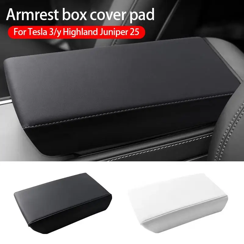 

for Tesla Model 3 2023 2024 2025 For Model Y 2025 Leather +ABS Armrest Box Protective Cover Arm Rest Lid Mat Car Accessories