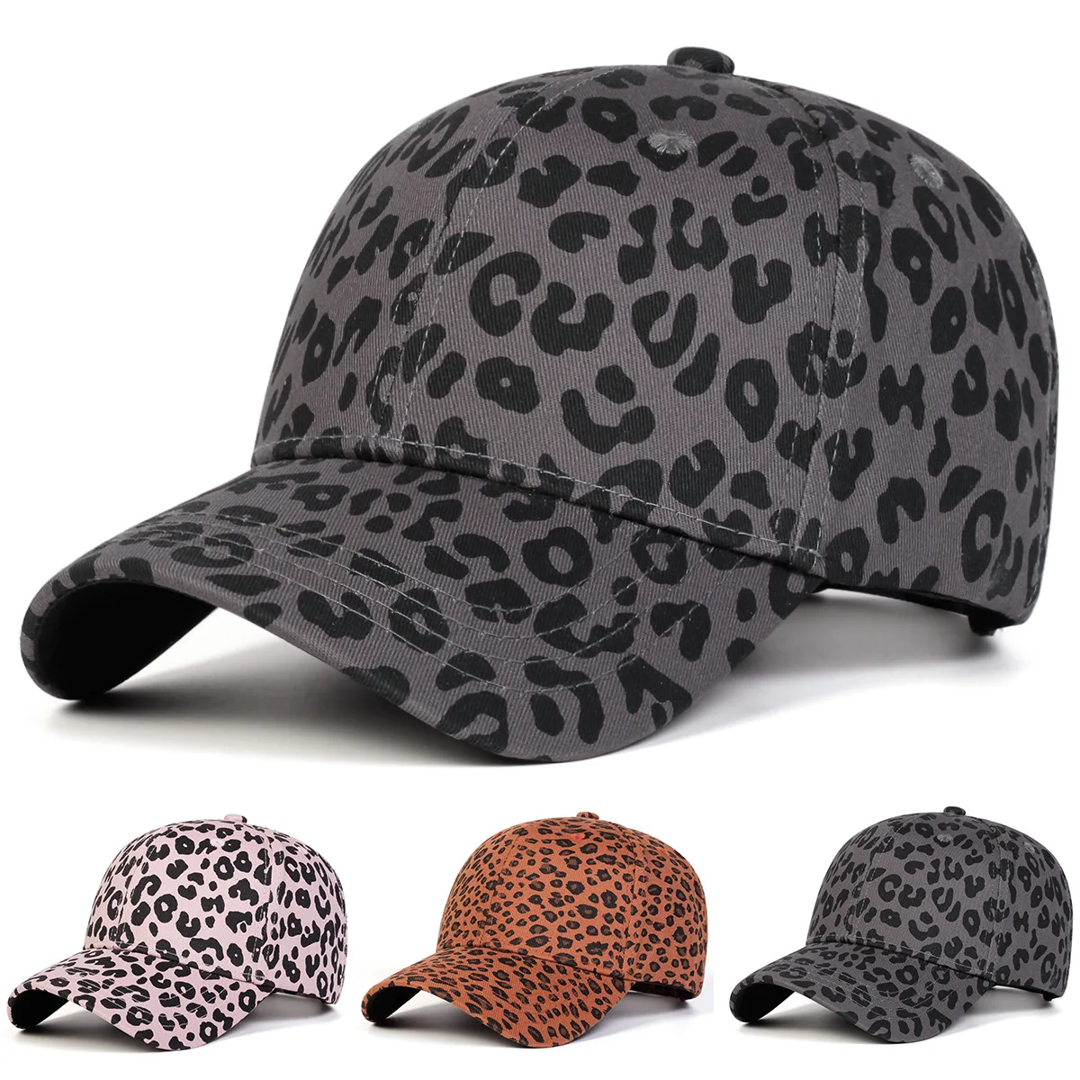 

American Retro Wasteland Wind Leopard Baseball Cap Female Korean Ins Millennium Spice Girl Curved Brim Peaked Cap Wholesale