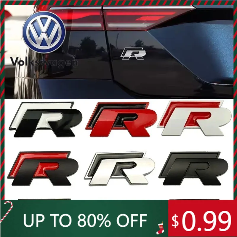 

Горячая новинка 2026: Металлическая эмблема-логотип R-Line для решетки радиатора и заднего багажника Volkswagen (VW Polo, Golf, Jetta, Beetle)