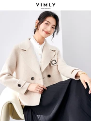 Vimly Wool Blend Short Coat Woman Elegant Straight-cut Double Faced Woolen Jacket Women 2024 Fashion Warm Female Outerwear 50628