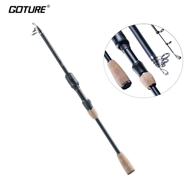 

Goture VUONG MIST 1.65M 1.8M Telescopic Fishing Rod Carbon Spinning Rod Rock Fishing Pole Fishing Tackle with Wooden Handle