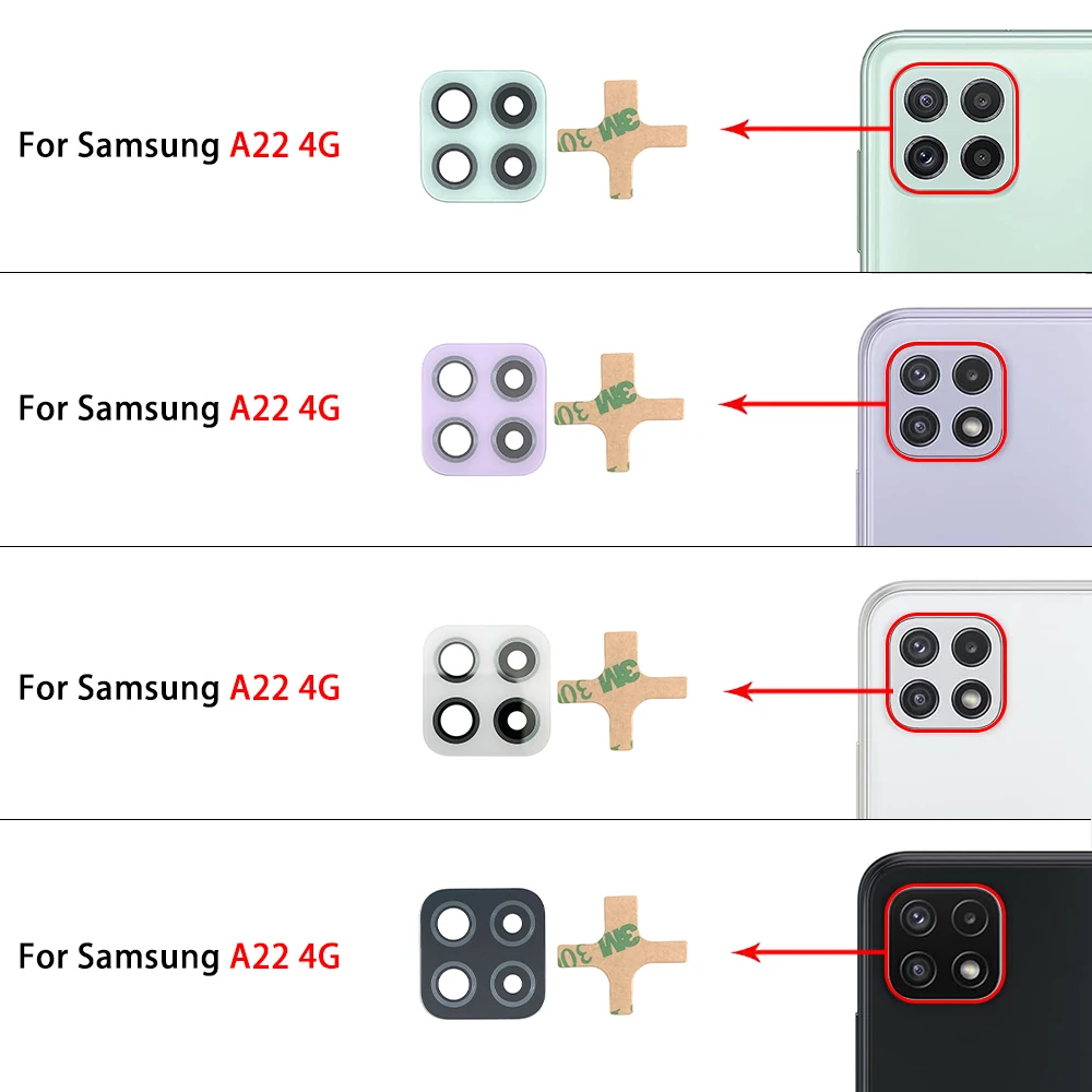 NEW Tested A22 5G A226B Rear Camera Glass Lens With Ahesive Sticker Replacement Repair Parts For Samsung A22 4G A225F