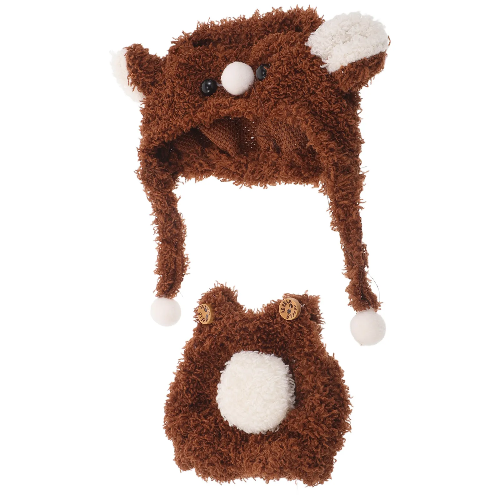 1Set Bear Clothes Outfit Cute Hood Hat Overalls Soft Comfortable for 17Cm Miniature Costume Accessories Dress Up