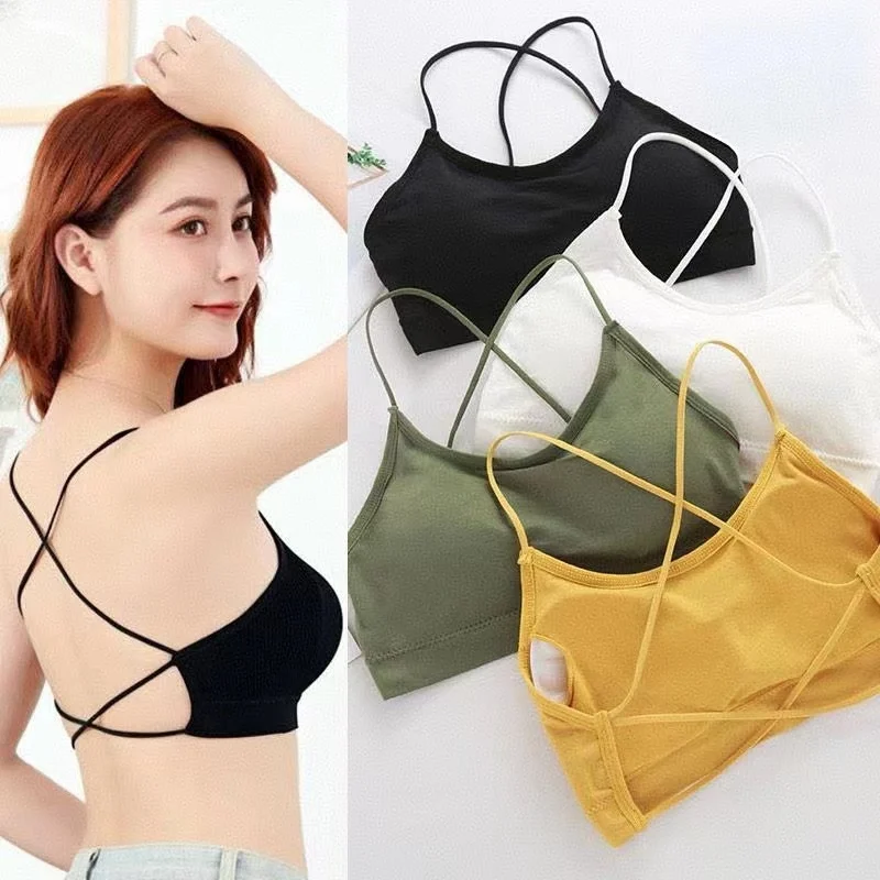 Soutien-gorge de sport léger d'été à bretelles croisées, sans coutures, dos nu, coupe triangle, pour yoga, gym et fitness, sexy et élégant