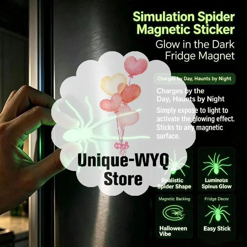 Prank Simulated Glow In The Dark Magnet Unique Cute Spider Fridge Magnet Small Size Lightweight Halloween Magnet Party Decor