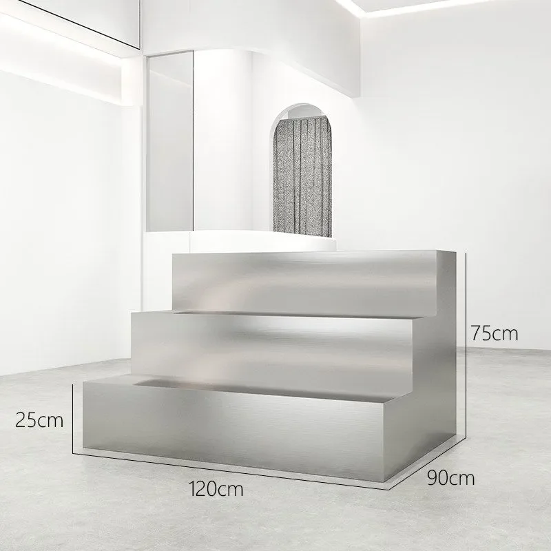 Stainless Steel Ladder Display Table for Clothing Shoe Store High Low Tier Rack for Jewelry Bag Merchandise Showcase Stand