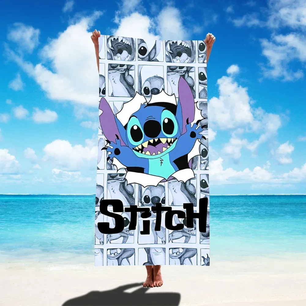 75x150CM Disney Sewing Cartoon Bath Towel Anime Character Lilo & Stitch Kids Beach Towel Summer Swimming Towel Bathroom Amenitie