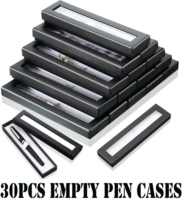 

30pcs Pen Gift Box Empty Pen Cases with Clear Lid Pen Presentation Display Box Jewelry Gift Present Cases