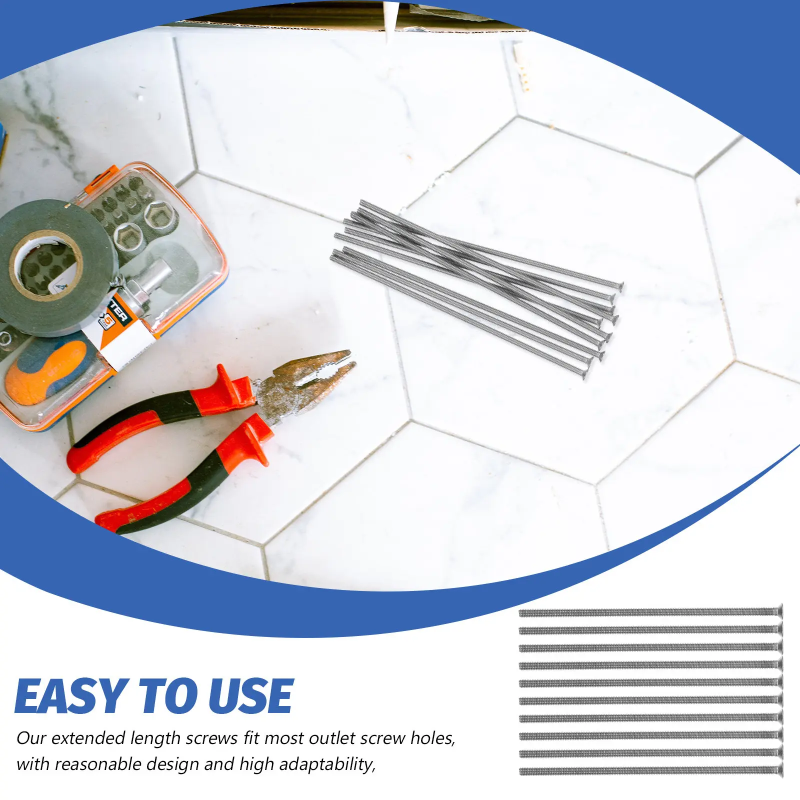 Long Electrical Outlet Screws Stainless Steel High Hardness Wear Resistant for Outlet Fixture Mounting