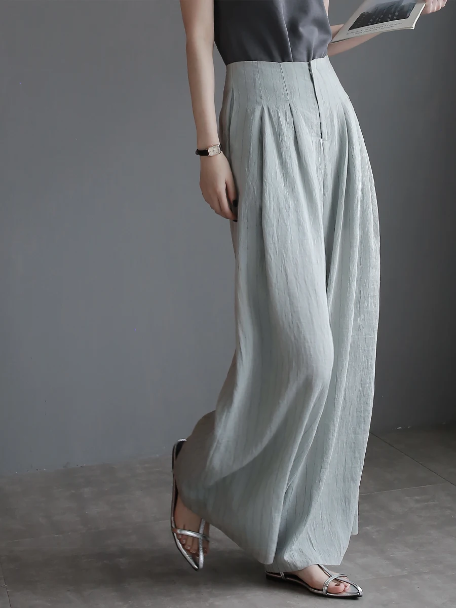 

Женские брюки Warmo с высокой талией и широкими штанинами, удобные, из хлопка и льна, стройнящие, летние, повседневные, с деталями, для работы и отдыха