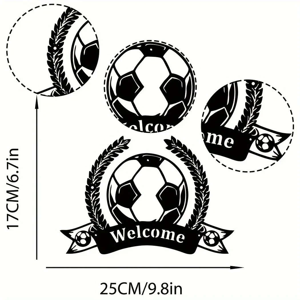 HELLOYOUNG piłka nożna powitalna metalowa dekoracja domu piłka nożna metalowa ściana sztuka piłka nożna nazwa znak piłka nożna metalowa ściana sztuka prezent dla niego urodziny