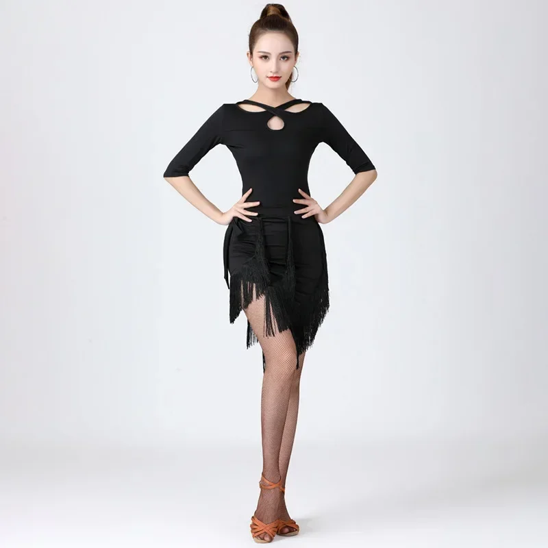 Danza latina Donna Moda Top Abiti da esercizio Sala da ballo Dancewear Valzer Danza moderna Camicia da pratica per prestazioni per adulti femminili
