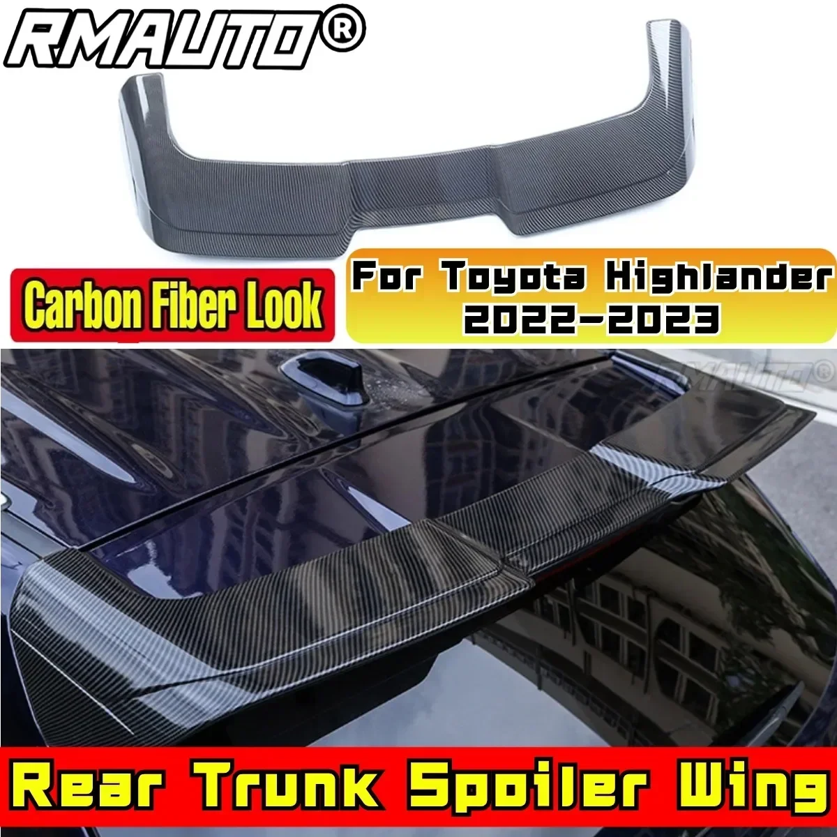 For Toyota 4th Generation Highlander Spoiler 2021 2022 2023 Rear Spoiler Body Kit ABS Plastic Car Rear Roof Wing Exterior Part