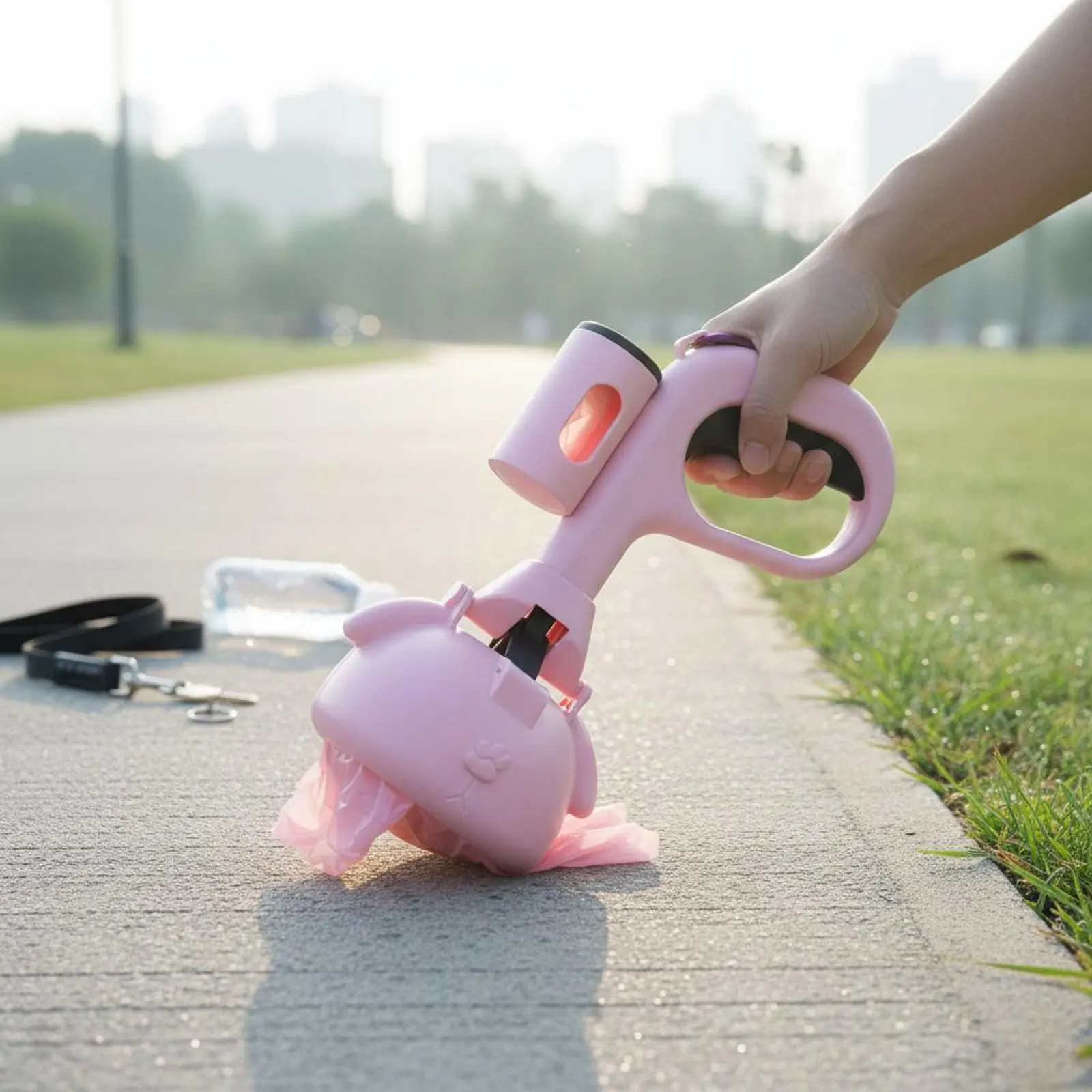 

Handheld Poop Tool with Bag Dispenser Portable Dog Poop Tool Single-Handed Use Ergonomic Handle for Outdoor, Excursions