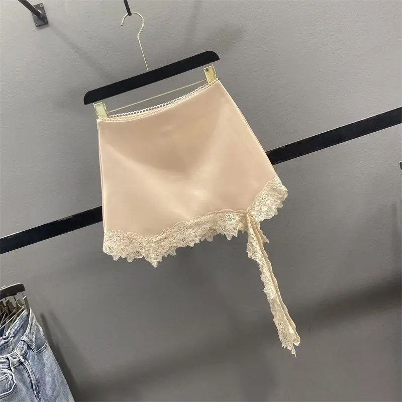 Women's 2026 Summer French Lace Ribbon High Waist A-Line Bodycon Mini Skirt Slimming Elegant Hot Girl Coquette Y2K Skort