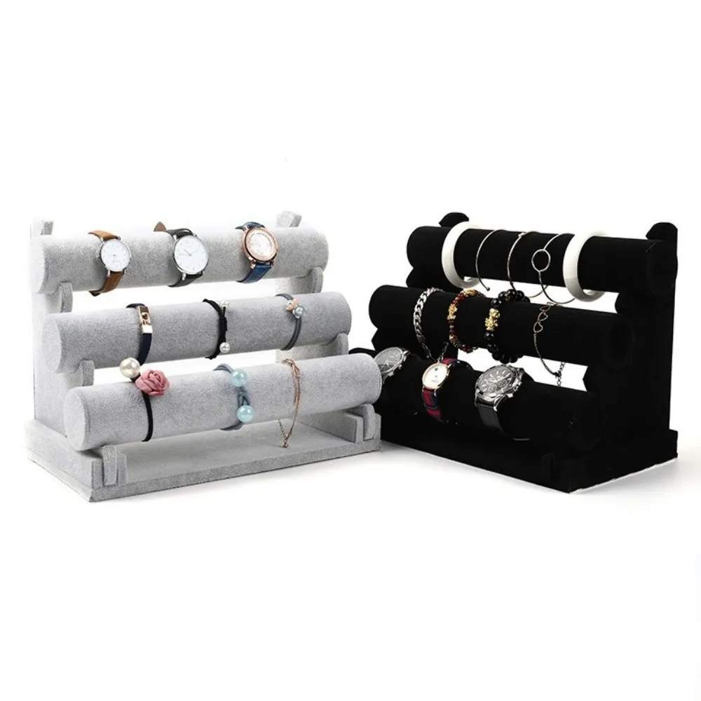 3Layer Velvet Jewelry Holder Retro Space Saving Bangle Display Stand Multifunctional Large Capacity Jewelry Organizer Home