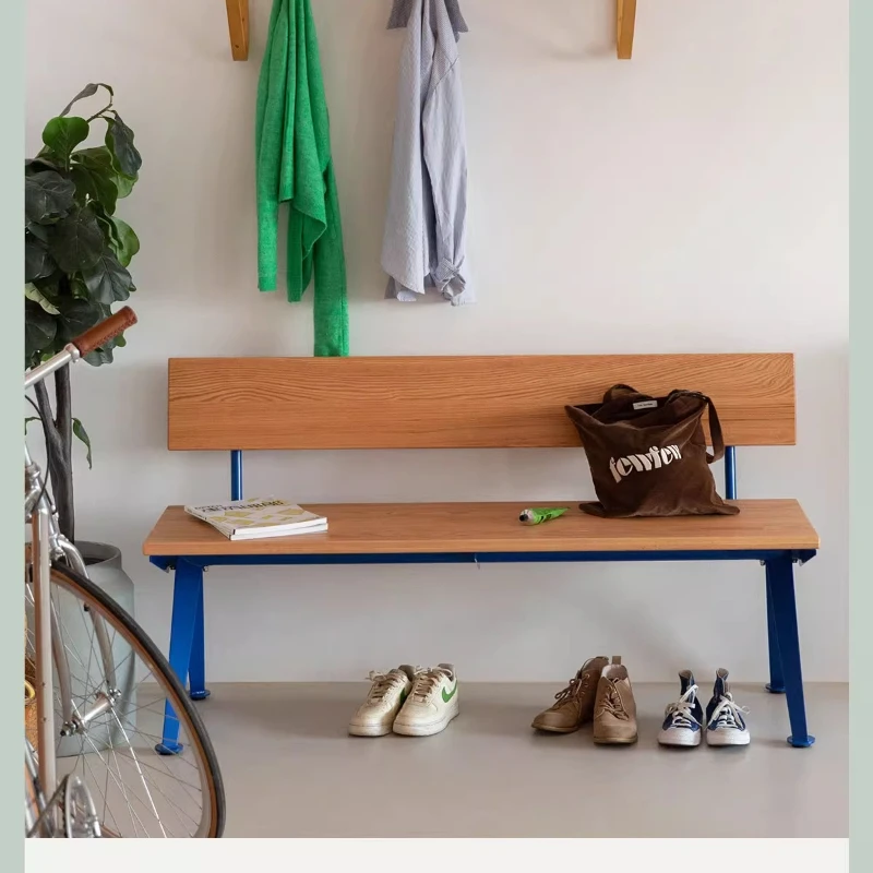 

Bench, Nordic medieval home and commercial solid wood back bench dining chair