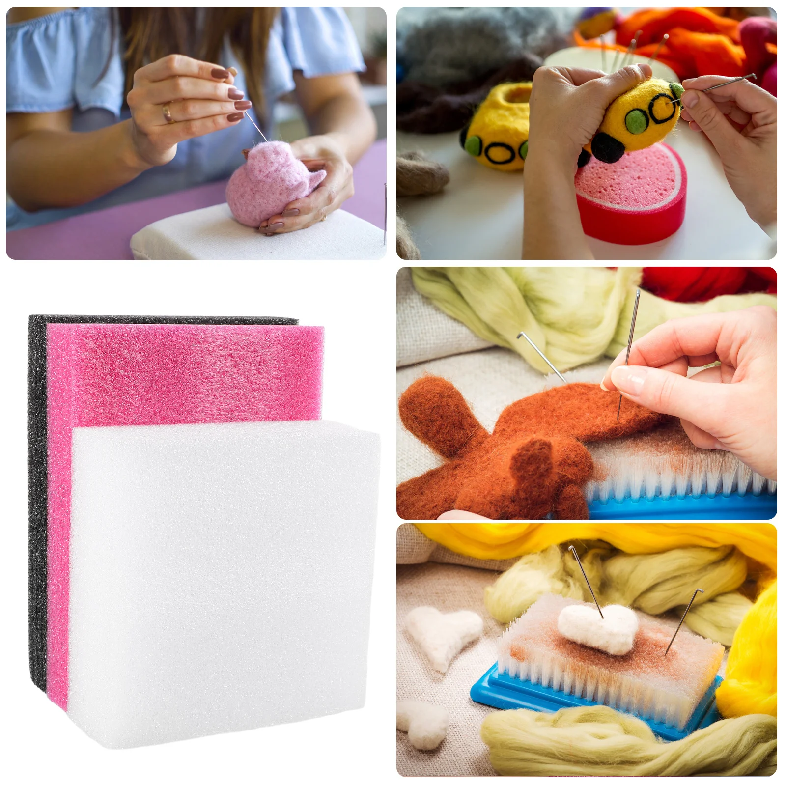 

3 шт. игольчатый пенопластовый коврик для валяния, базовая доска для рукоделия, нескользящая защита стола, шерстяной коврик для валяния, инструмент для сращивания фетра