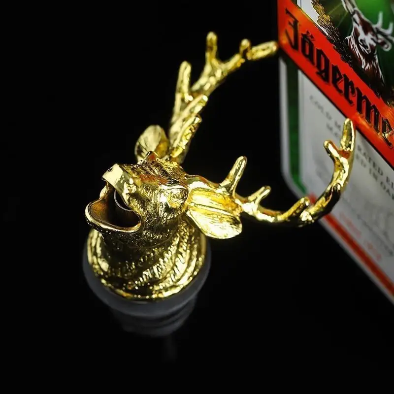 New 1 Bottle Mouth Oiler Cork Stopper Deer Head Wine Bottle Dry Pot Stopper For Red Wine Olive Oil Dispenser