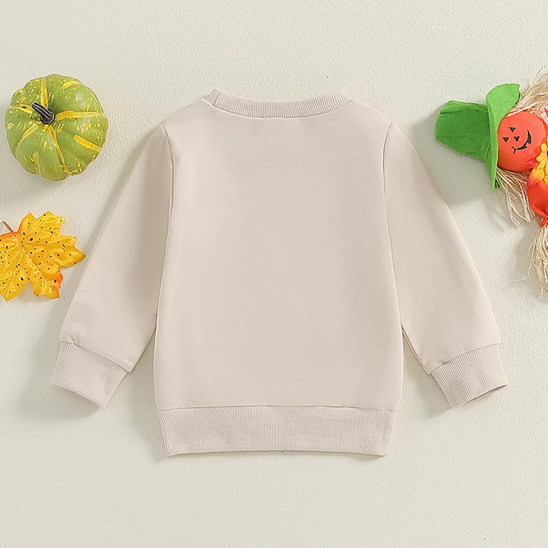 Sweat-shirt imprimé fantôme avec nœud PVD pour fille, pull à col rond, chemise à manches longues en Y, vêtements d'automne pour tout-petits, bébé, Halloween