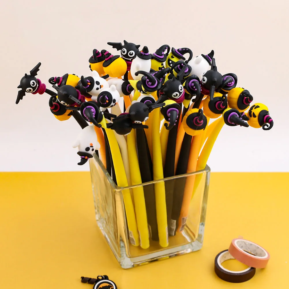 

10Pcs Silicone Gel Ink Pens Halloween Cartoon Pumpkin Office Writing Tools Stationery Party Gifts Gel Pens Stationery