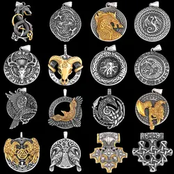 Nordic Viking Raven Dragon Animal Necklace Various Men's Odin Amulet Pendant Stainless Steel Fashion Vintage Jewelry Wholesale