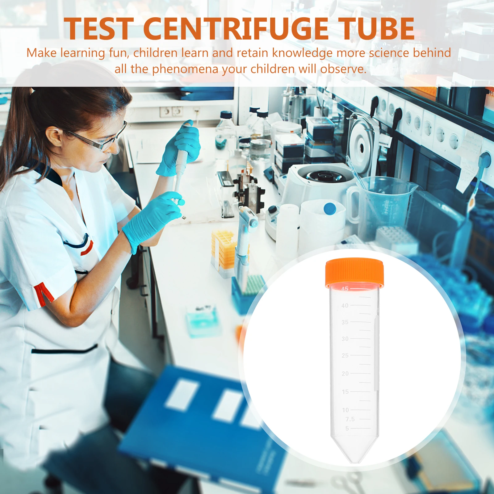 

50pcs Tubes Plastic Ultra Transparent Laboratory Test Vials Scale Design Precise Measurement for Science