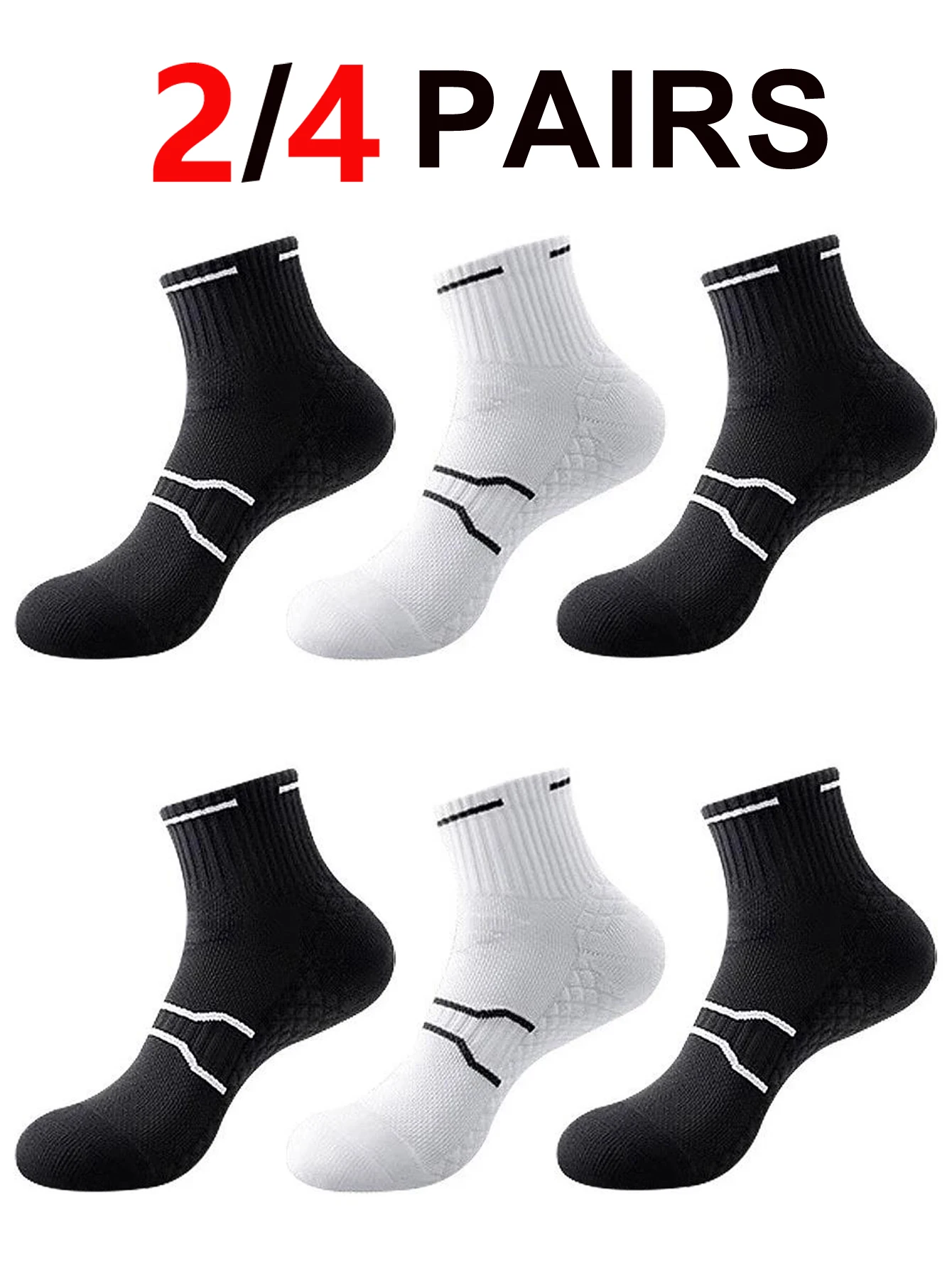 

Winter Cotton Socks for Men 2/4 Pairs Sweat Absorbent Classic Black/White Office Wear Outdoor Sports Friendly