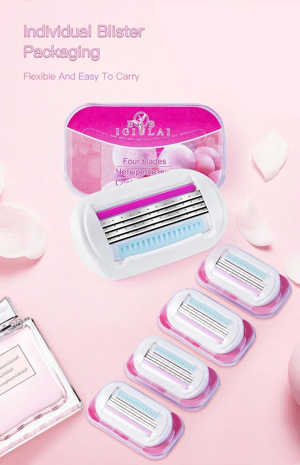 4 Pcs High Quality Women Razor Blades Beard Body Hair Remover Compatible Venus Shavers Replacement Heads Summer Gift
