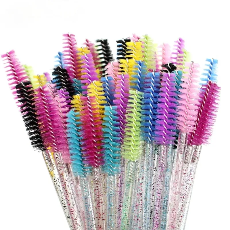 Brosse à cils jetable 30 pièces brosse pour les yeux en cristal poignée en diamant Mini baguettes de Mascara brosse Extension de cils ensemble de pinceaux de maquillage