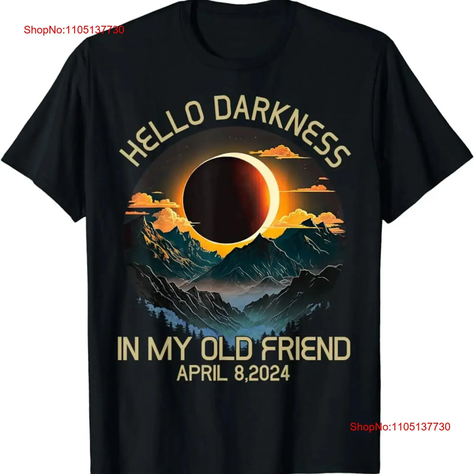Hello Darkness In My Old Friend Solar Eclipse April 08 2024 T Shirt  vintage Washed homme streetwear Top For Everyday Wear