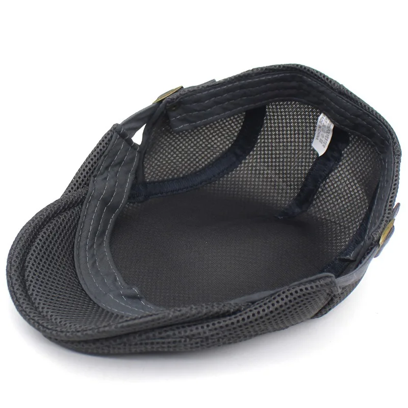 Summer mesh hat men's mesh beret breathable outdoor visor peaked cap solid color casual travel hat