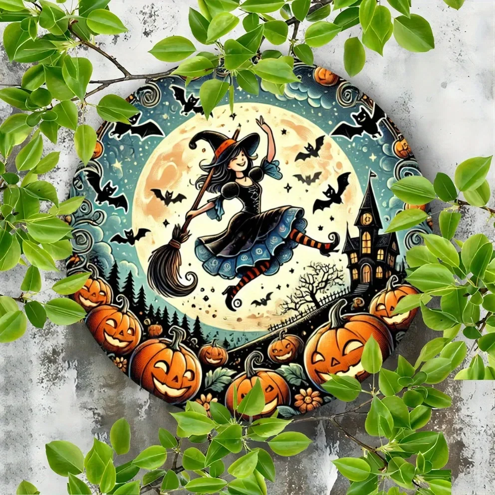 

Vintage Tin Plate Painting，Home Decor:Vintage Halloween Witch Design Iron Wall Art, Suitable for Indoor/Outdoor Bars&Par