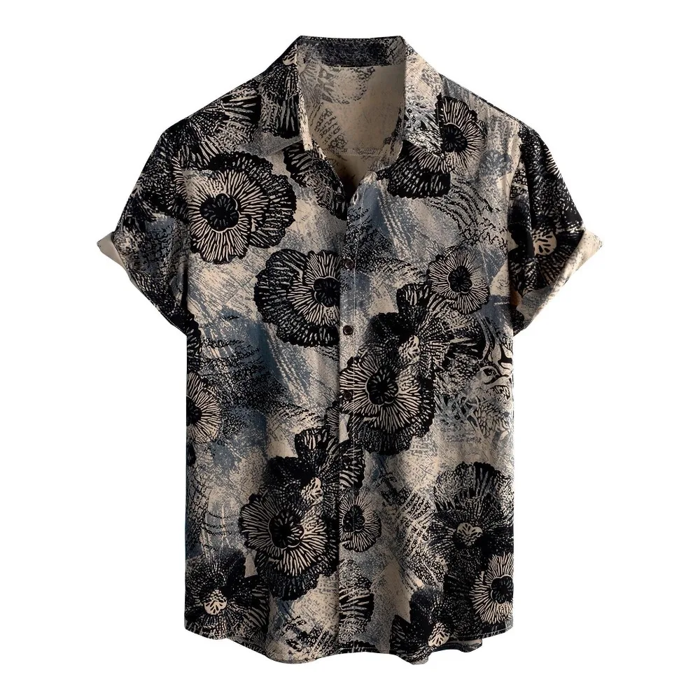 Summer Japanese Retro Shirt Beach Vacation Loose Casual Men's Top view 3